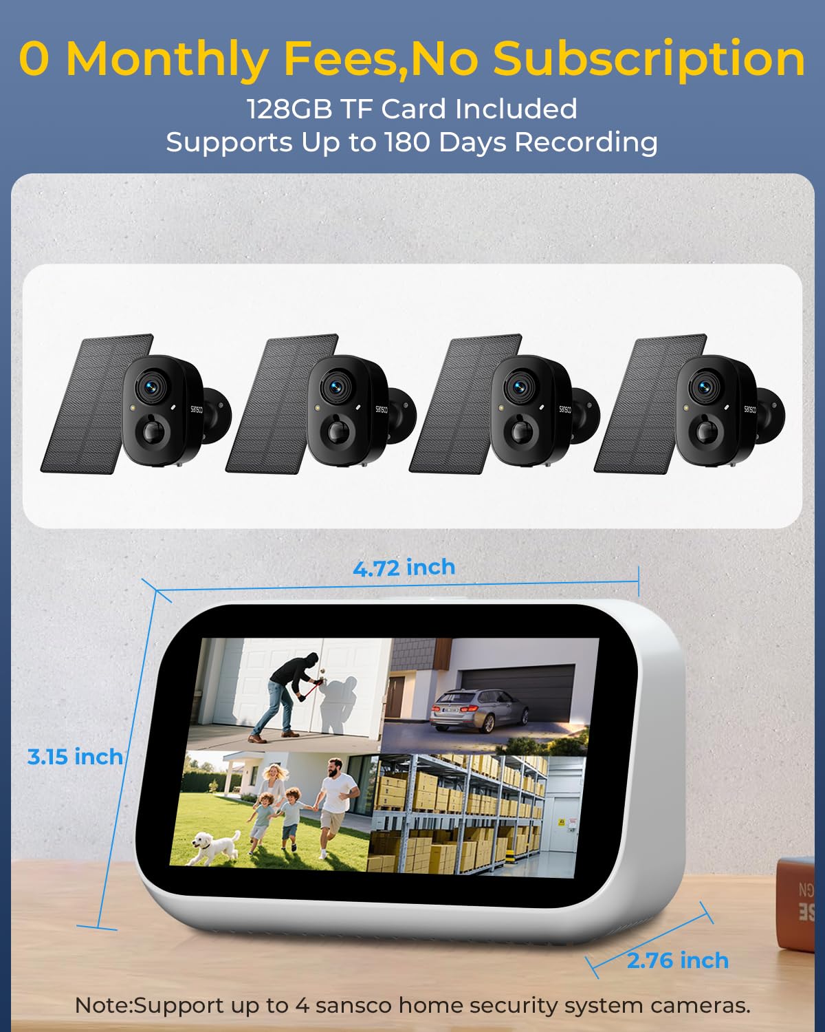 4 Cam Wireless Solar Security Camera System A817