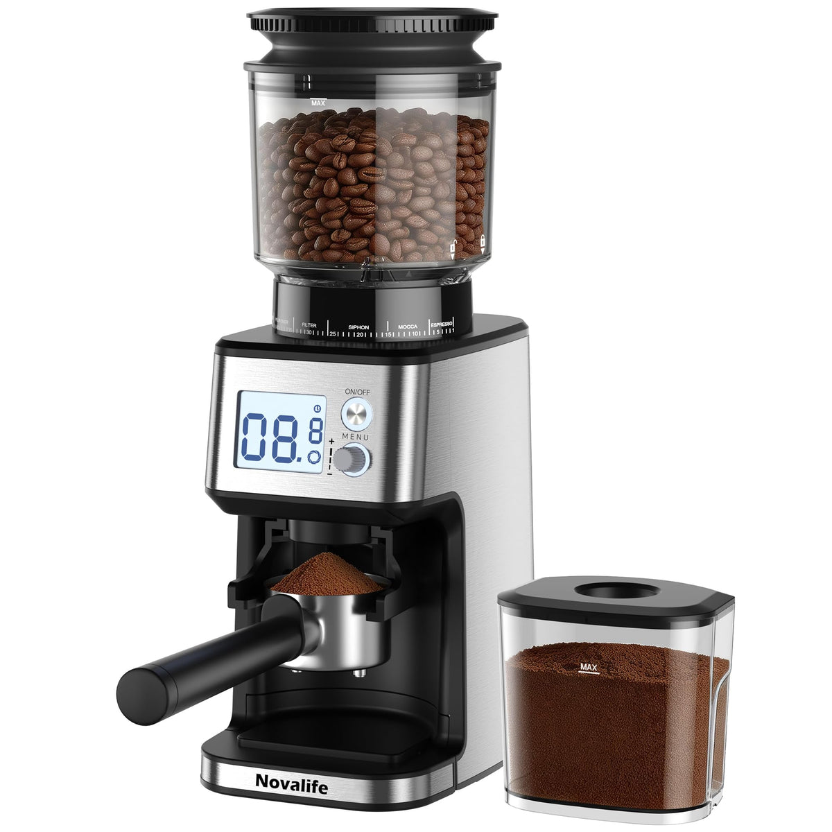 Conical Burr Coffee Grinder, 51 Grind Settings, 1-12 Cups, Stainless Steel Z723
