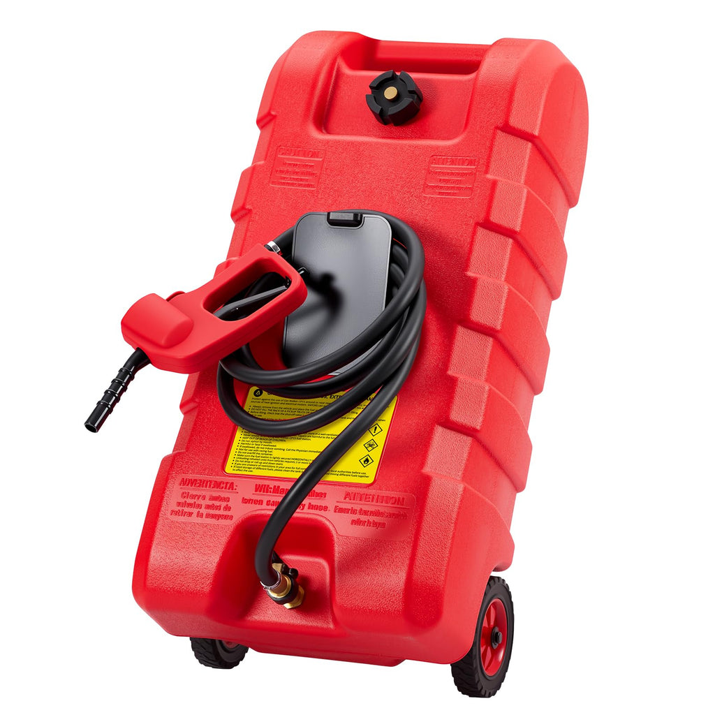15 Gallon Portable Fuel Gas Can with Wheels and Hose J527