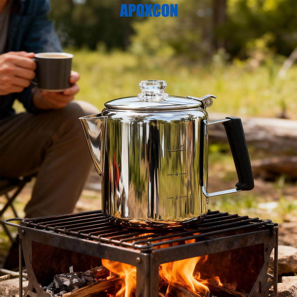 Stainless Steel Stove Top Percolator Coffee Pot 6 Cup C926