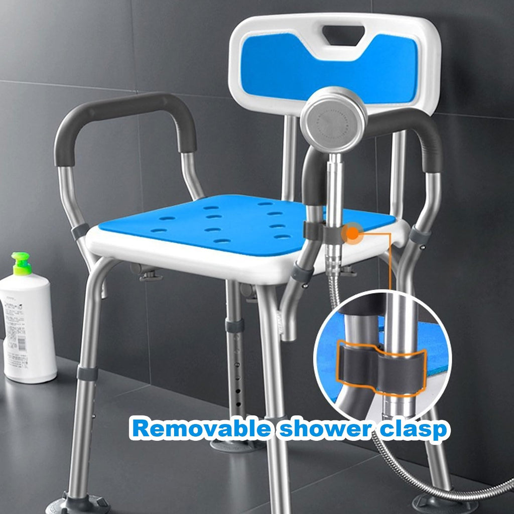 Heavy Duty Shower Chair with Arms Back Padded Adjustable Non-Slip J126906