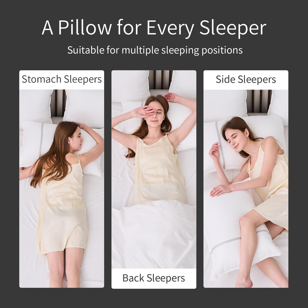 Queen Size Set of 2 Medium Firm Down Alternative Bed Pillows V751
