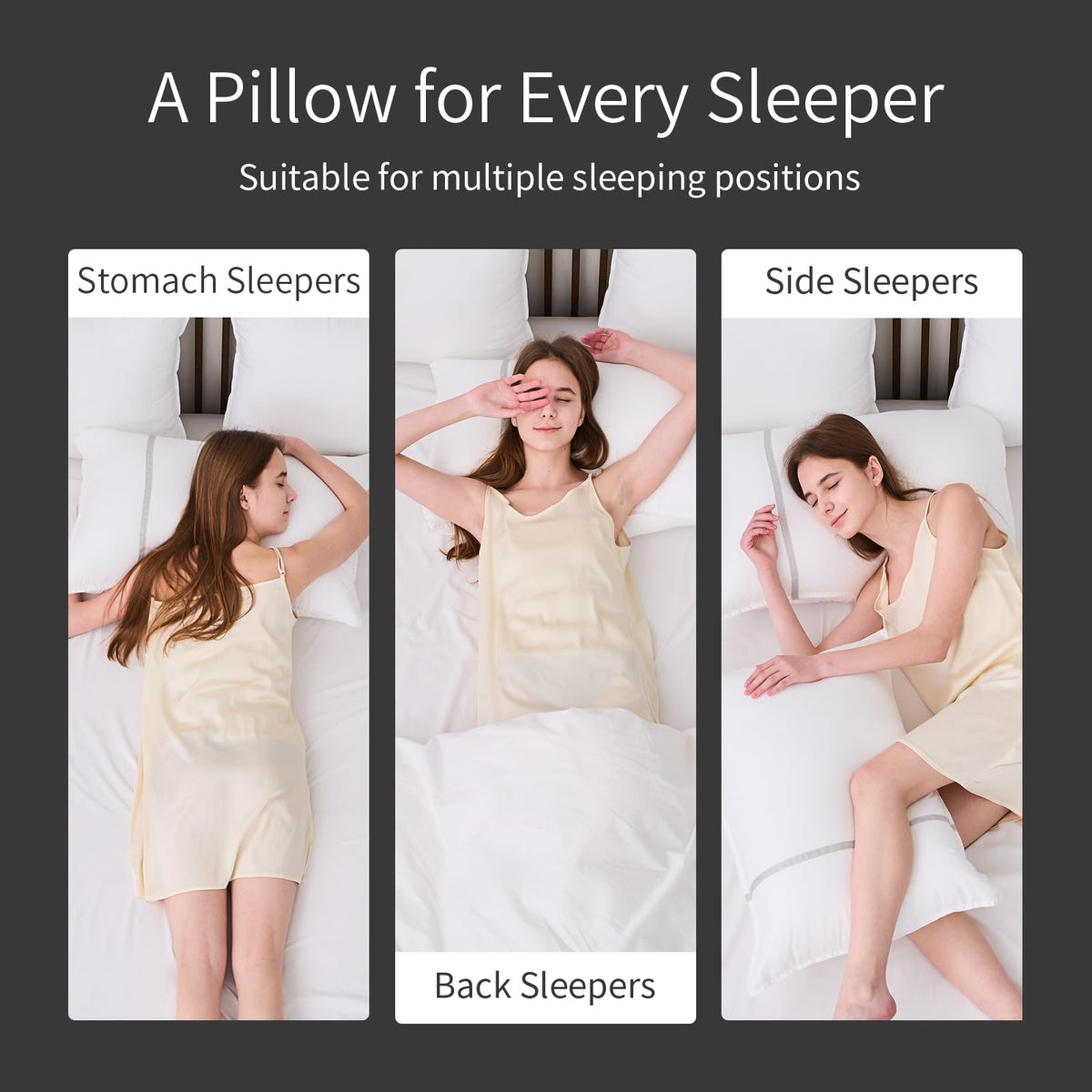Queen Size Set of 2 Medium Firm Down Alternative Bed Pillows V751
