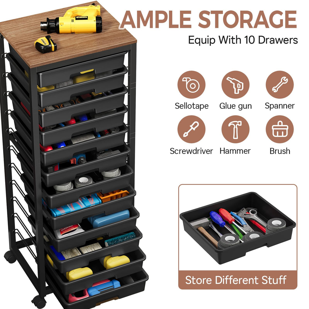 Rolling Cart with 12 Drawers D46056
