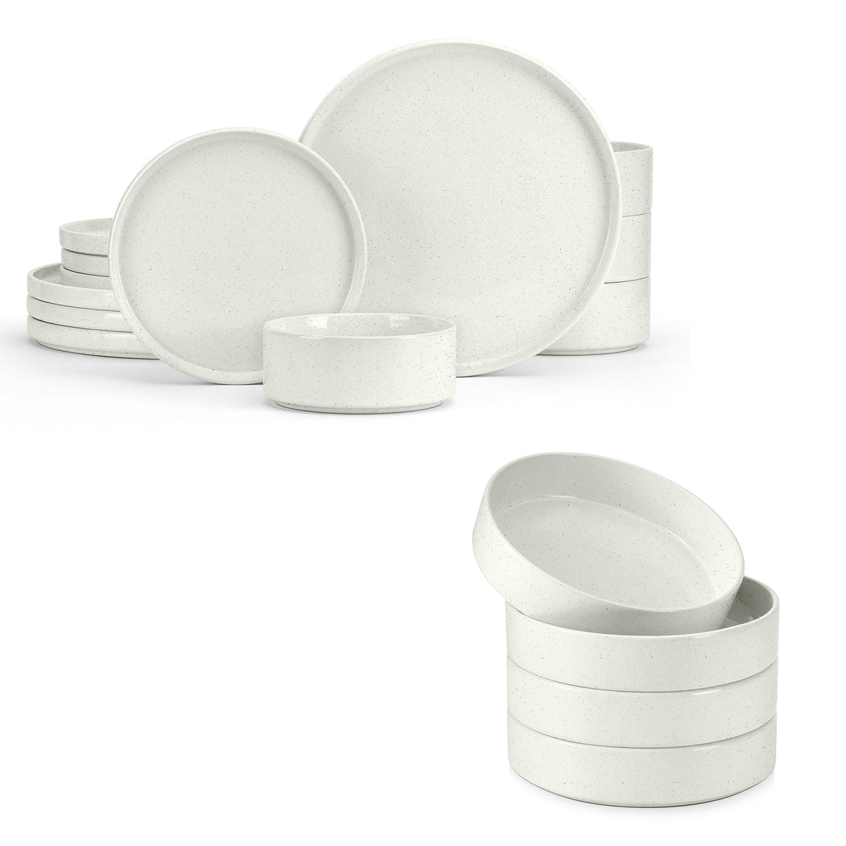Speckled White 12 Pc Stoneware Dinnerware Set V92543
