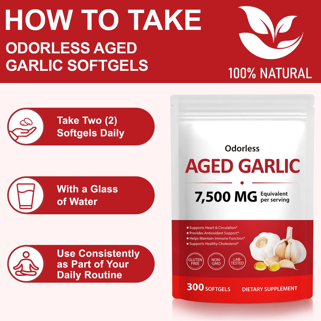 Odorless Garlic Softgels 7500mg 300 Softgels F7293