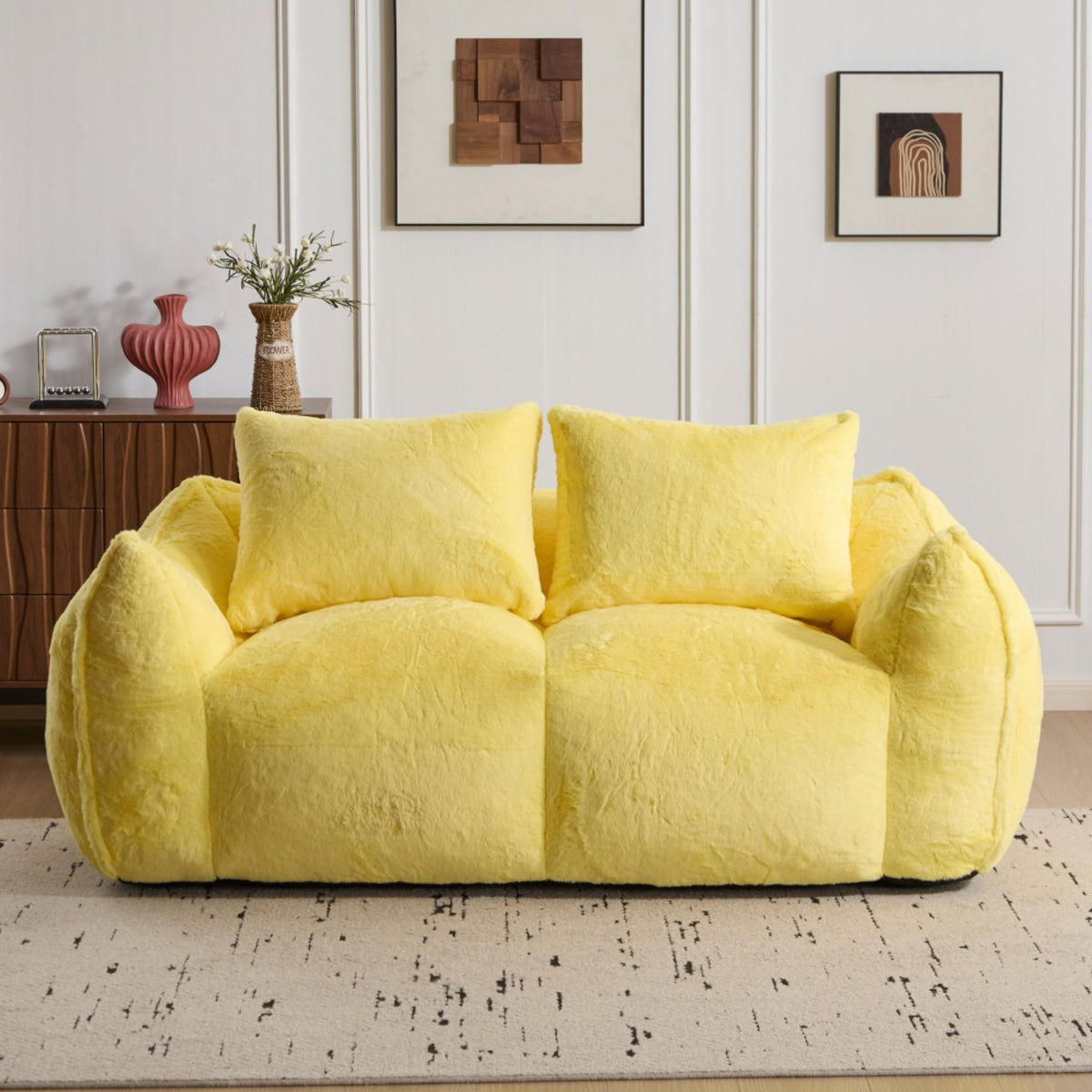 Oversized Faux Fur Memory Foam Bean Bag Sofa H1567