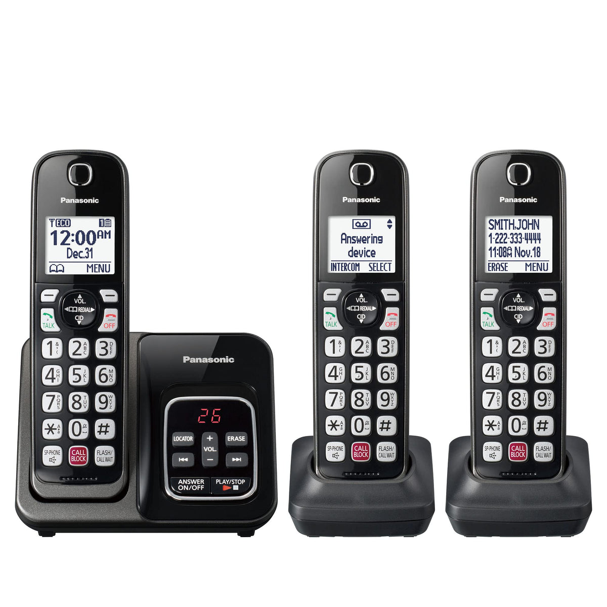 Cordless Phone with Answering Machine, 3 Handset R891845