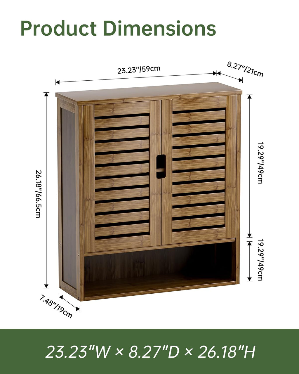 Bamboo Over-The-Toilet Storage Cabinet with 2 Door Y723
