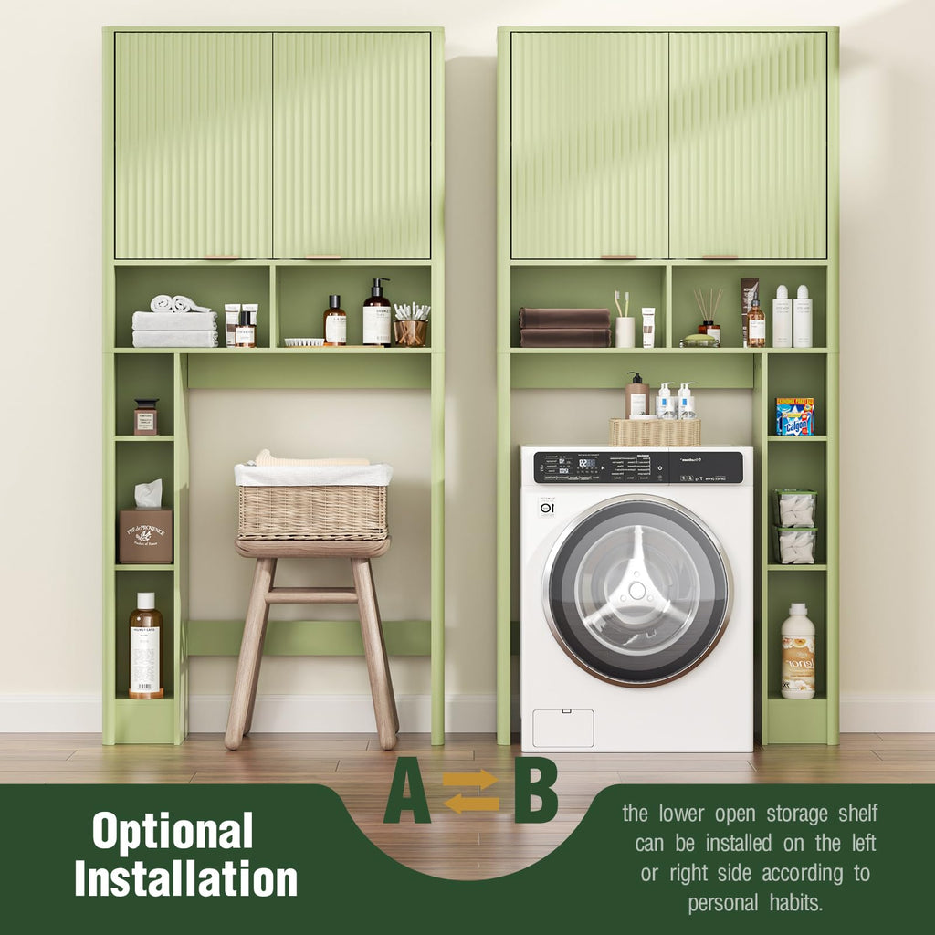 Green Over the Toilet Storage Cabinet with Adjustable Shelf N471