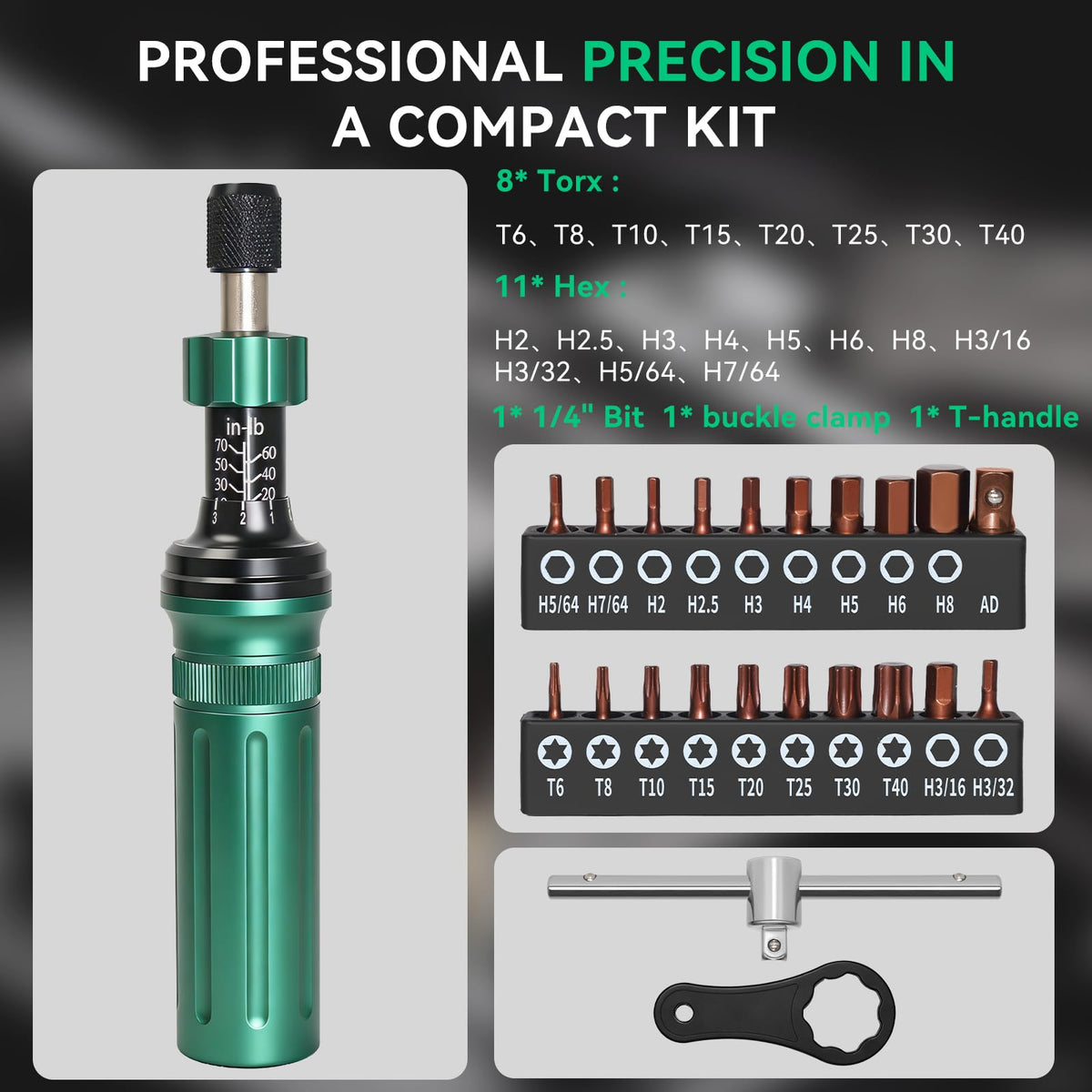 10-70 in-lb 1/4" Drive 24 PCS Torque Screwdriver Set A887450