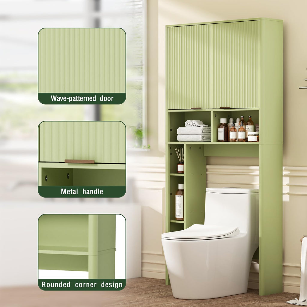 Green Over the Toilet Storage Cabinet with Adjustable Shelf N471