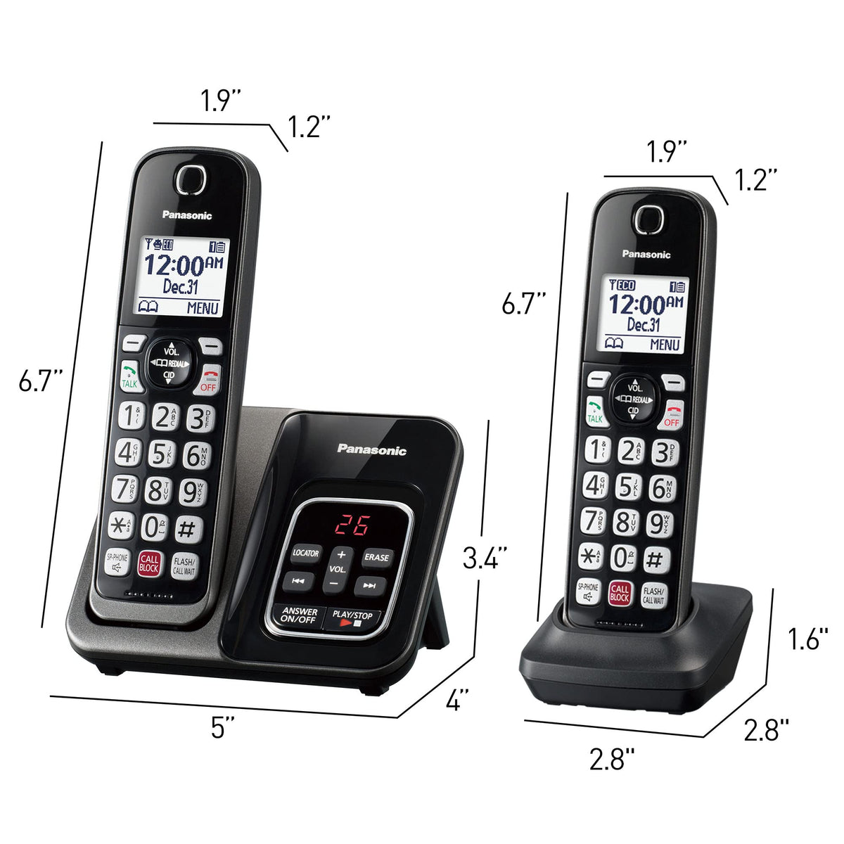 Cordless Phone with Answering Machine, 3 Handset R891845