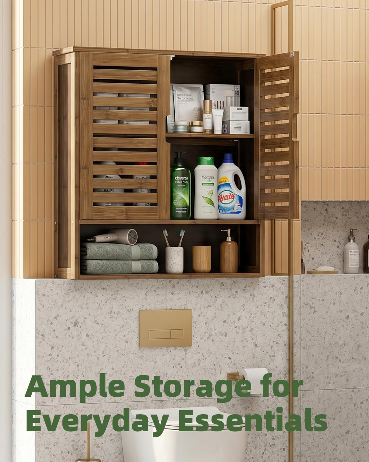Bamboo Over-The-Toilet Storage Cabinet with 2 Door Y723