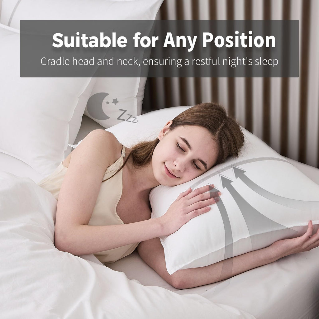 Queen Size Set of 2 Medium Firm Down Alternative Bed Pillows V751