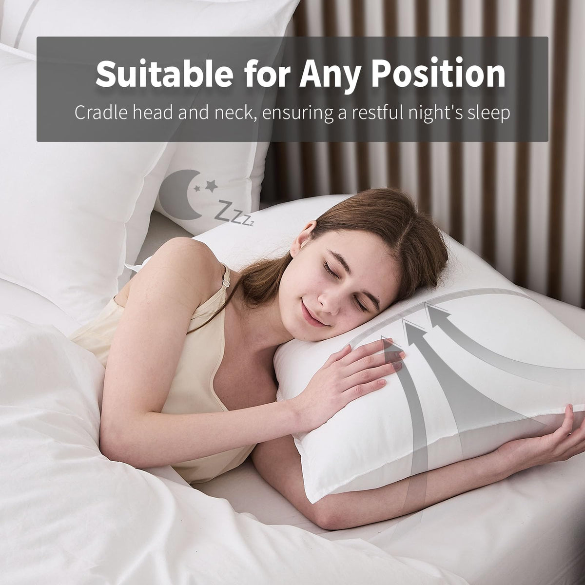 Queen Size Set of 2 Medium Firm Down Alternative Bed Pillows V751