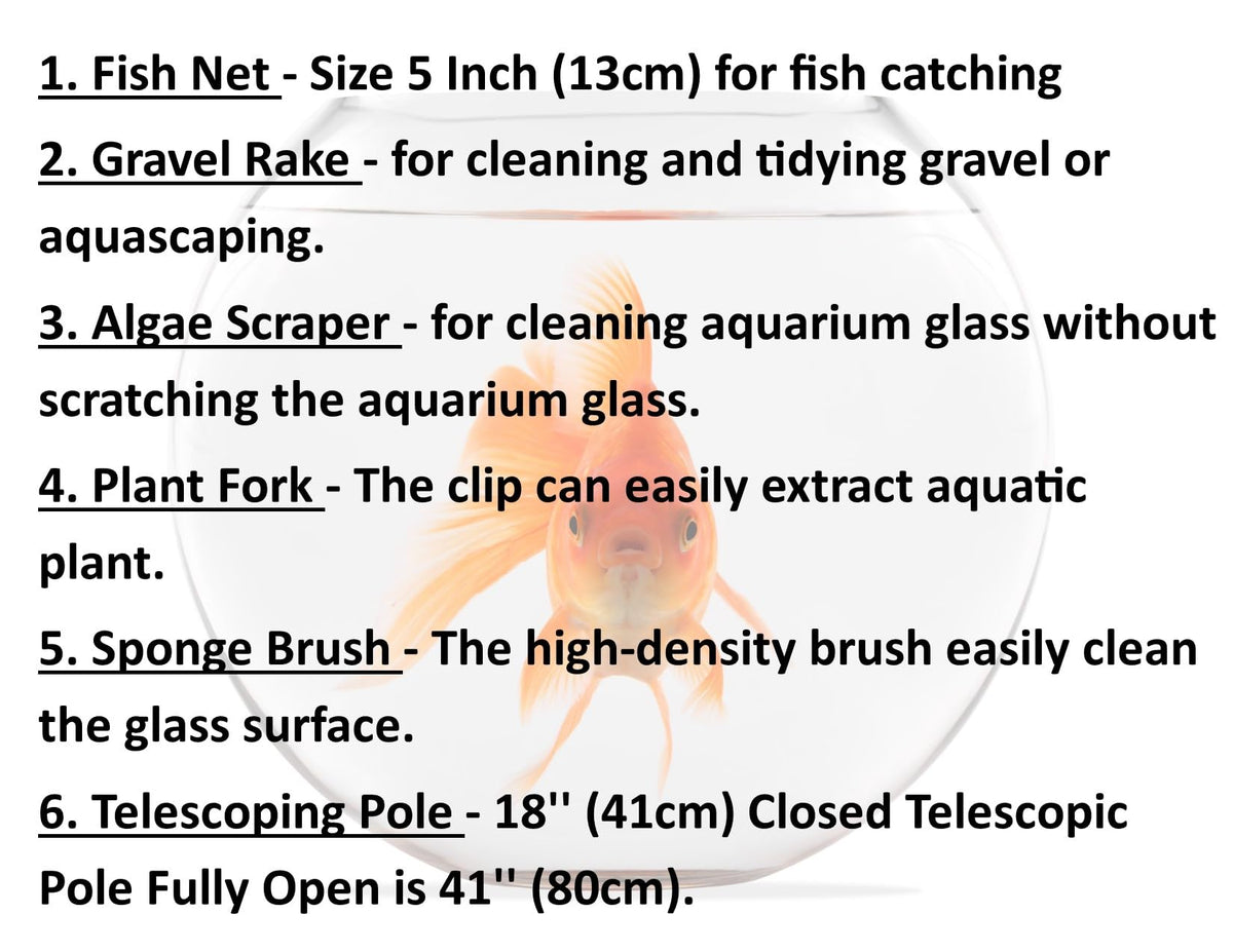 5 in 1 Aquarium Cleaning Kit with Telescopic Pole M5877