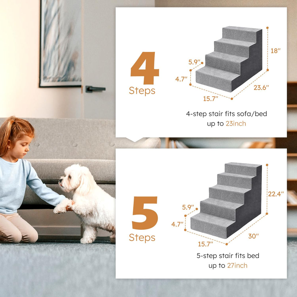 5-Step Grey Foam Dog Stairs N45687