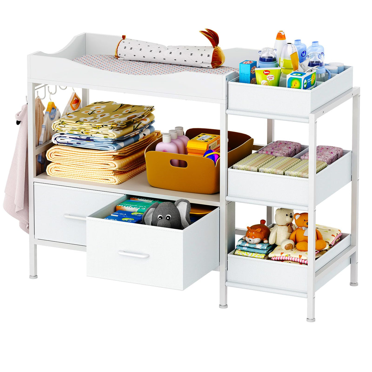 White Baby Changing Table with Storage M5059