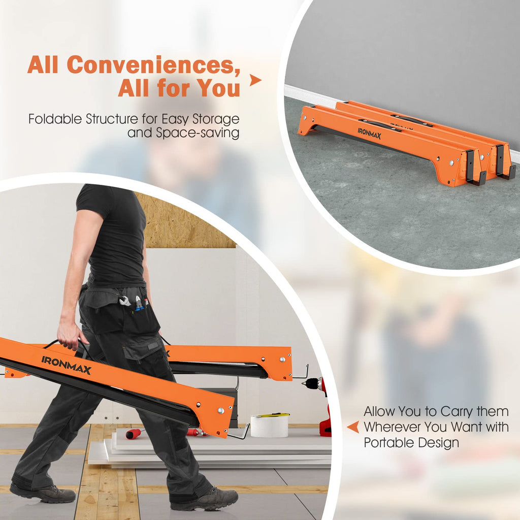 Folding Saw Horses 2 Pack 2644 LBS Capacity with Hooks U523