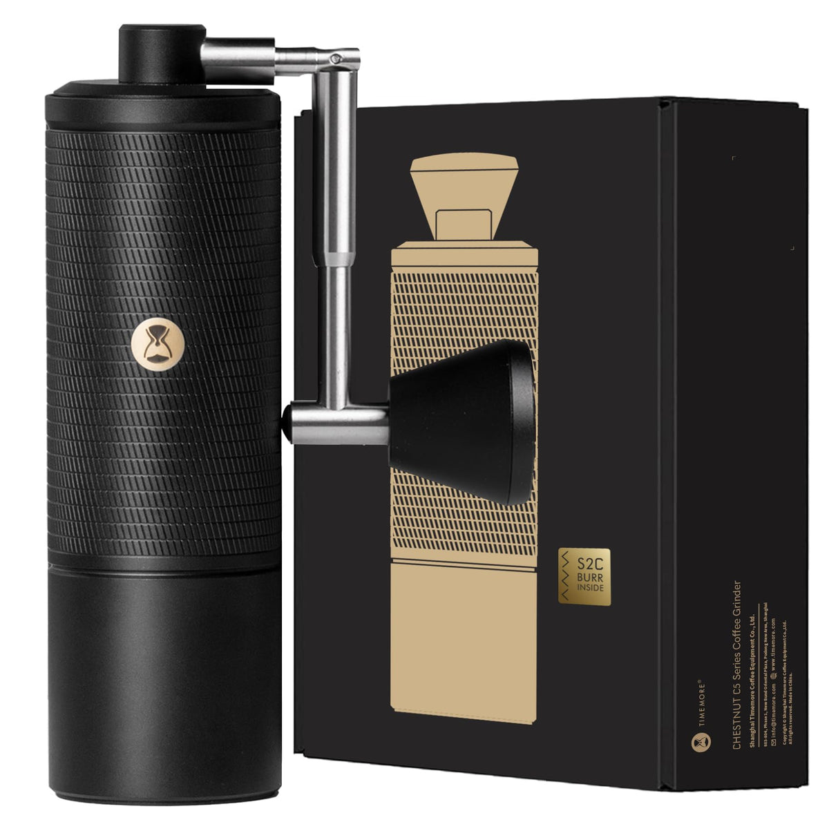 Manual Coffee Grinder with Conical Burr, Portable Hand Coffee Mill, Black Z28109