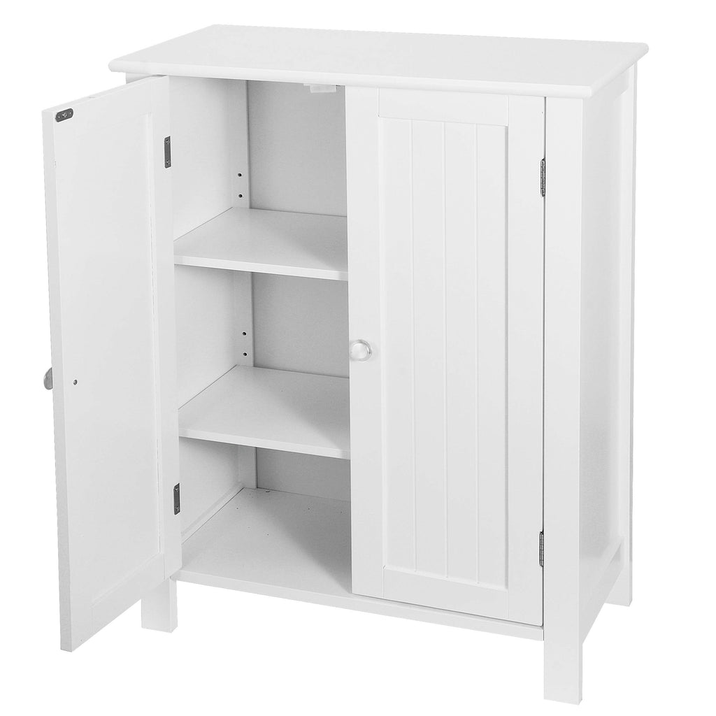 Bathroom Floor Storage Cabinet with Adjustable Shelf and Double Door Z93406