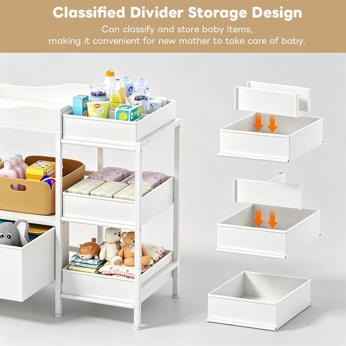 White Baby Changing Table with Storage M5059