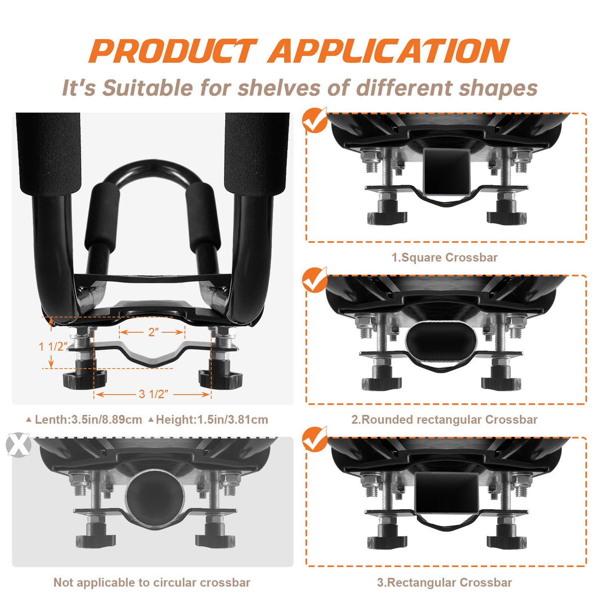 2 Pair J-Bar Kayak Roof Rack with 4 Ropes V17152