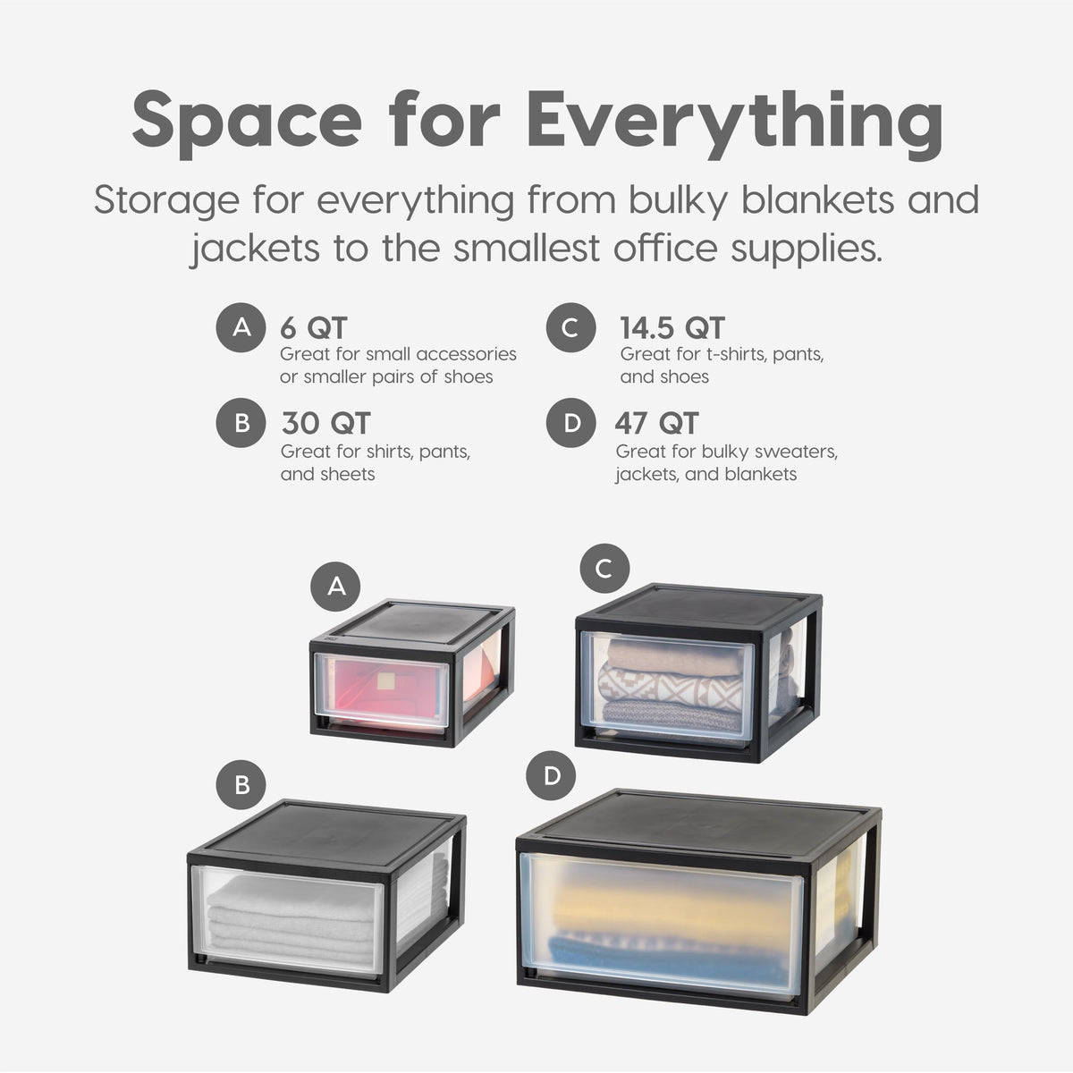 2-Pack 30 Qt. Black Stacking Drawer Organizer Q894