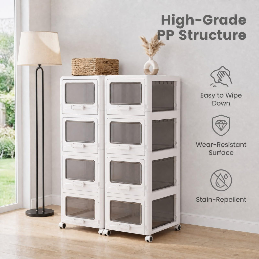 4 Tier Plastic Storage Organizer with Lockable Wheels L797334