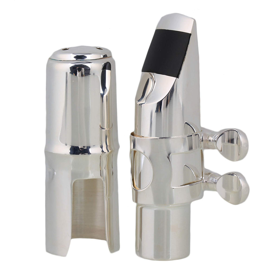Silver Brass Alto Saxophone Mouthpiece with Cap Ligature S1083