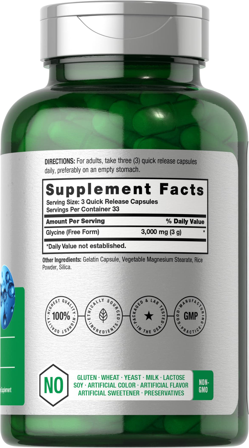 Glycine 3000mg 100 Powder Capsules N7502