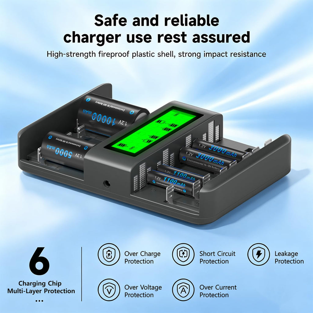 16 Bay AA AAA C D NiMH Battery Charger with LCD Display H80344