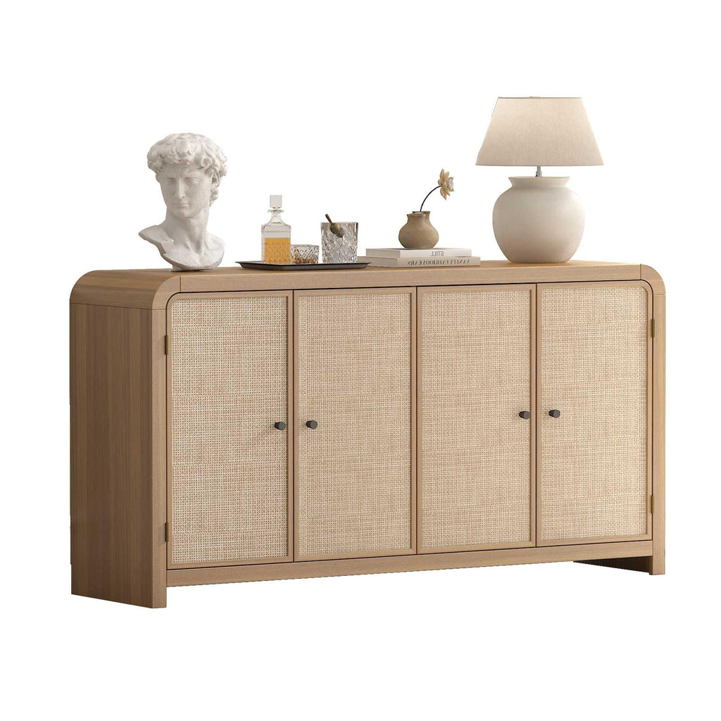 Oak Rattan Sideboard Buffet Cabinet H709329