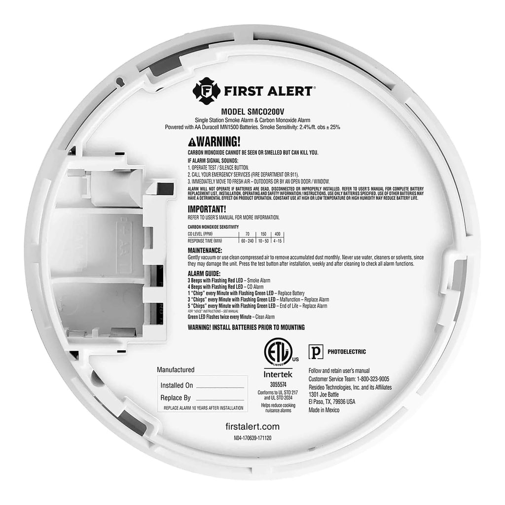 Battery-Powered Photoelectric Smoke and Carbon Monoxide Detector R83862