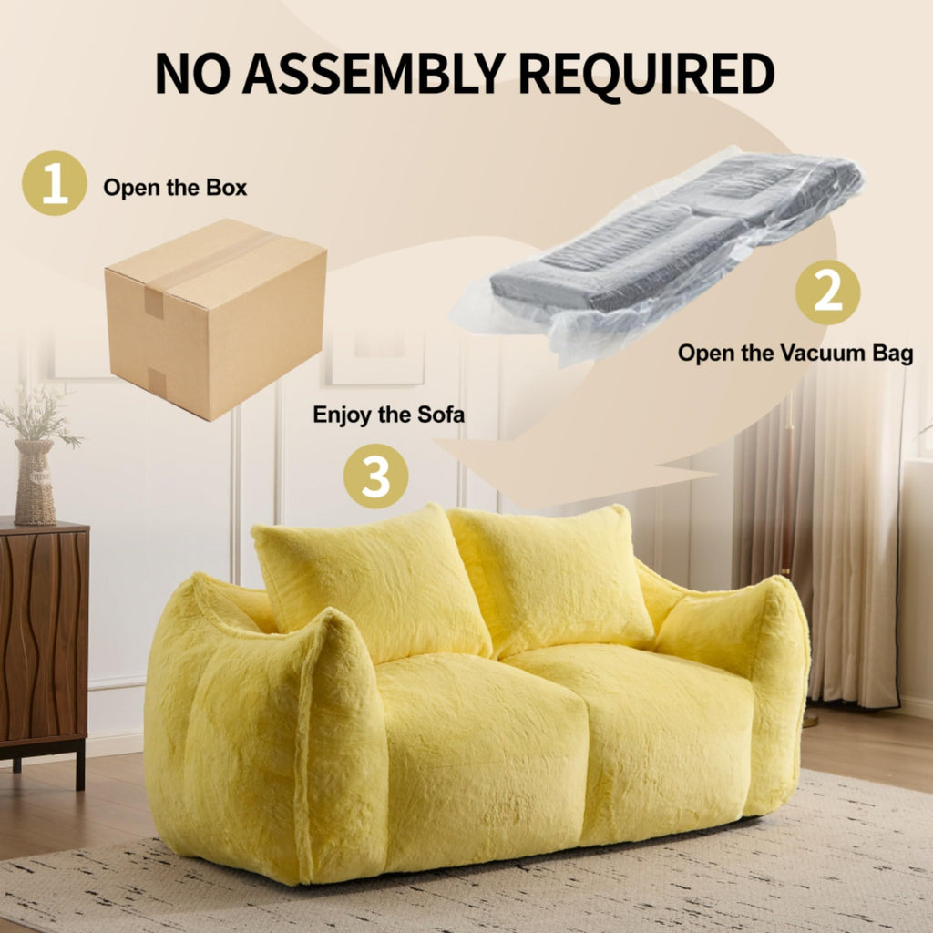 Oversized Faux Fur Memory Foam Bean Bag Sofa H1567