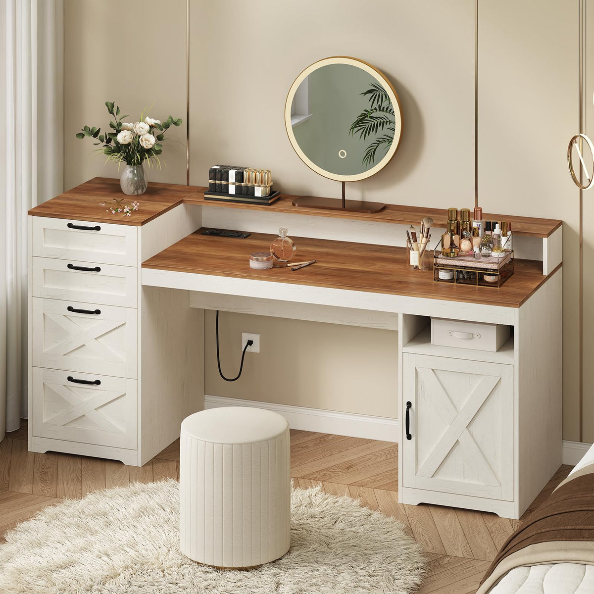 63" Computer Desk with 4 Drawers L660519