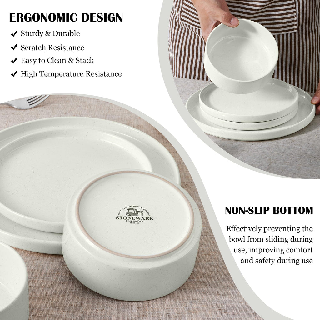 Speckled White 12 Pc Stoneware Dinnerware Set V92543