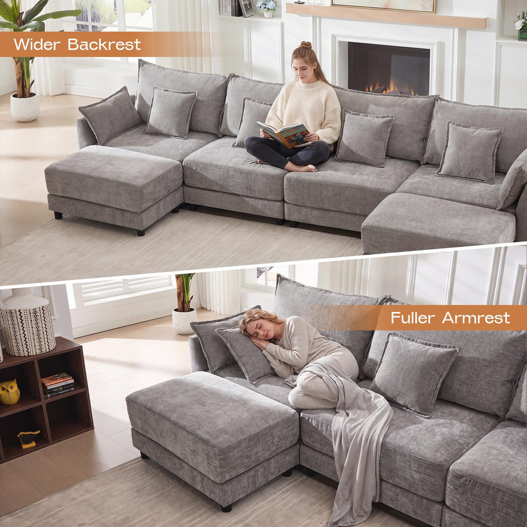 Light Gray Chenille 2 Seater Sofa with Pillows L751532