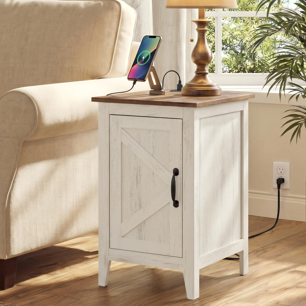 Side Table with Charging Station and Storage Cabinet P751265