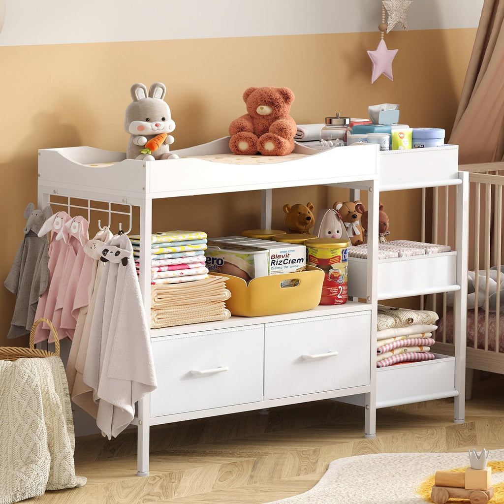 White Baby Changing Table with Storage M5059