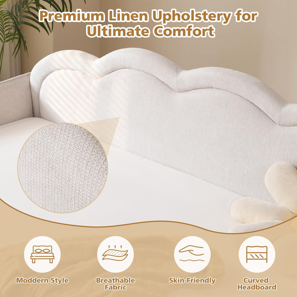 Twin Size Upholstered Linen Daybed with Metal Legs C6666