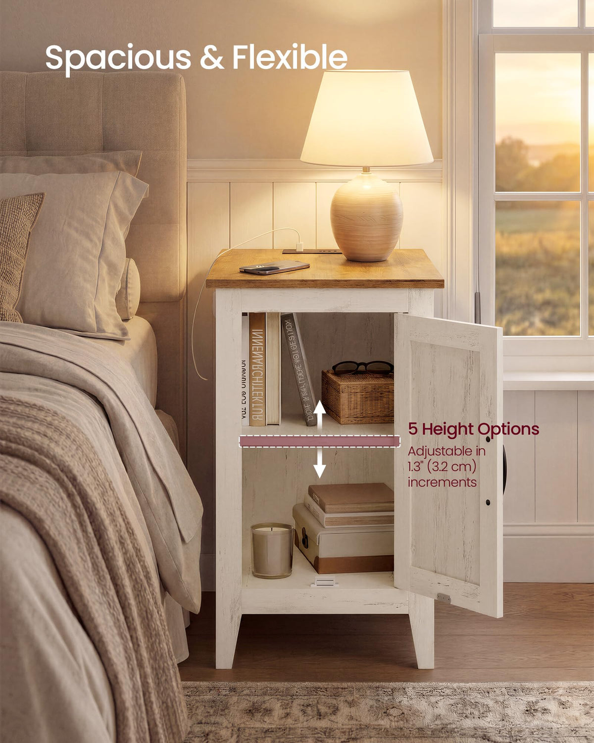 Side Table with Charging Station and Storage Cabinet P751265