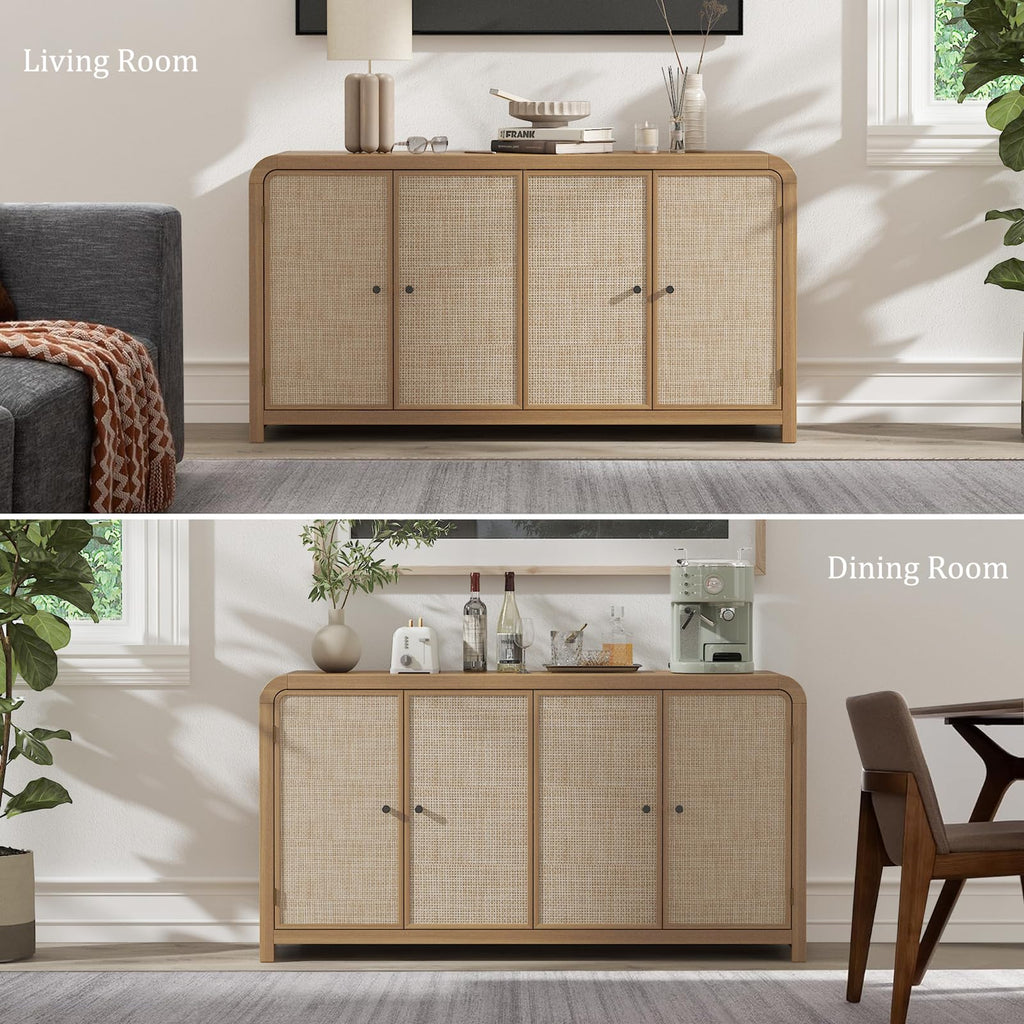 Oak Rattan Sideboard Buffet Cabinet H709329