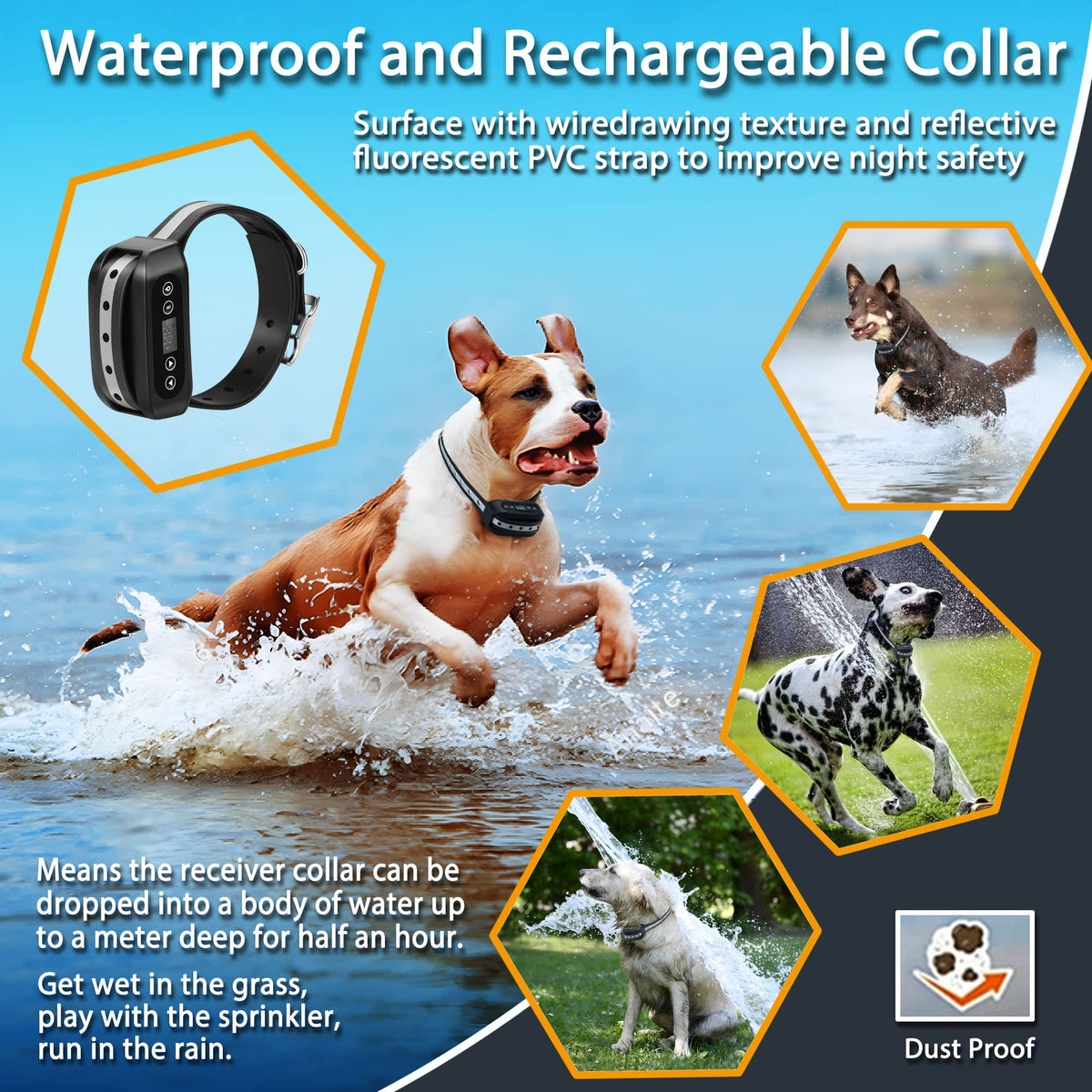 Wireless Dog Fence System with Waterproof Rechargeable Collar W218