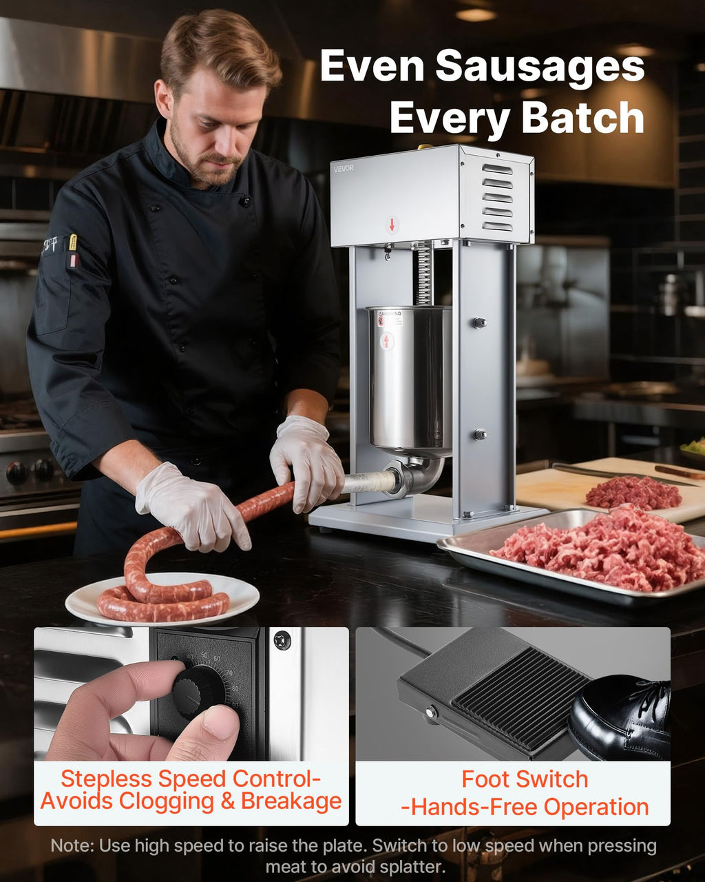Electric Stainless Steel Sausage Stuffer with Foot Pedal Y822172