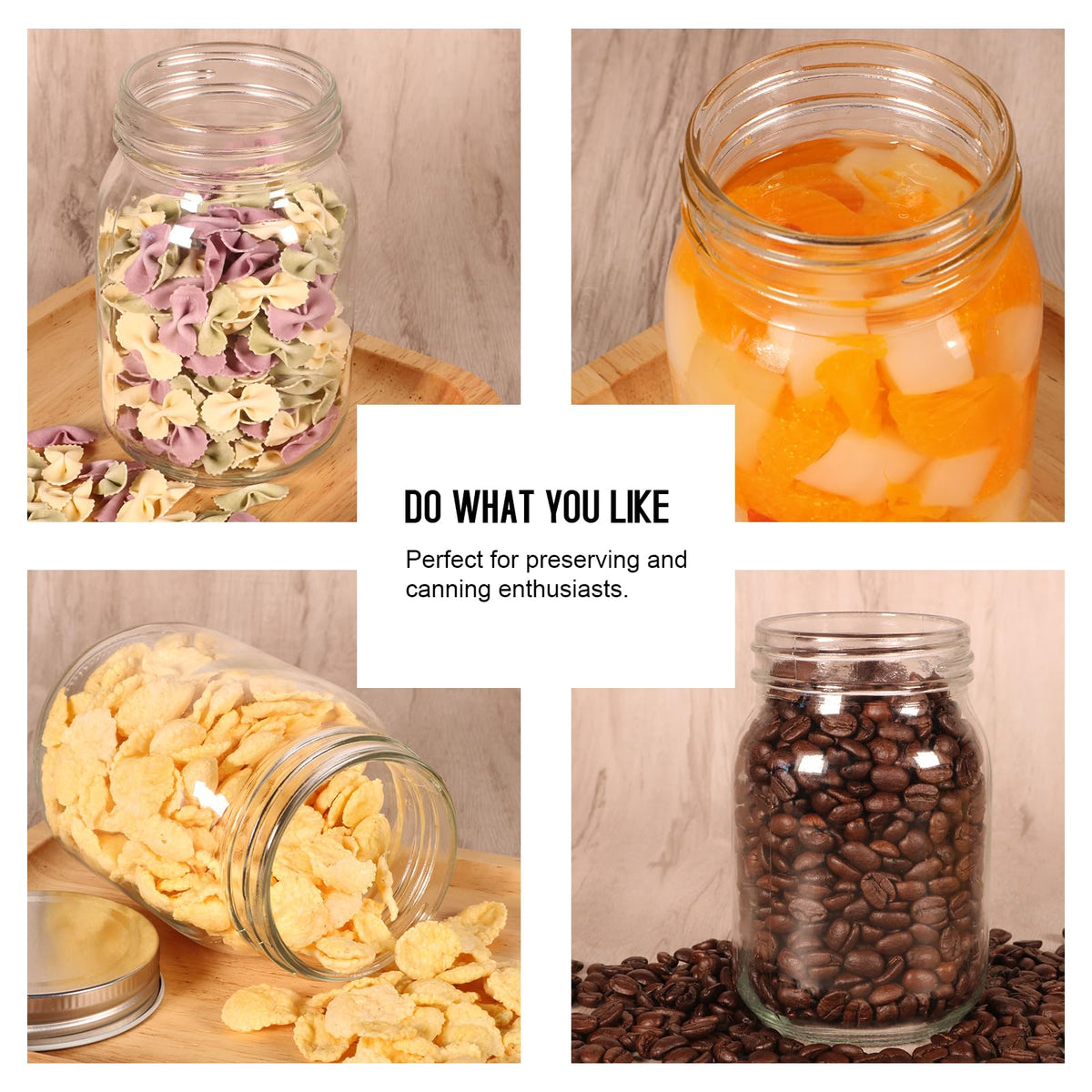 16oz Regular Mouth Glass Mason Jars with Airtight Lids, 4 Pack Z738125
