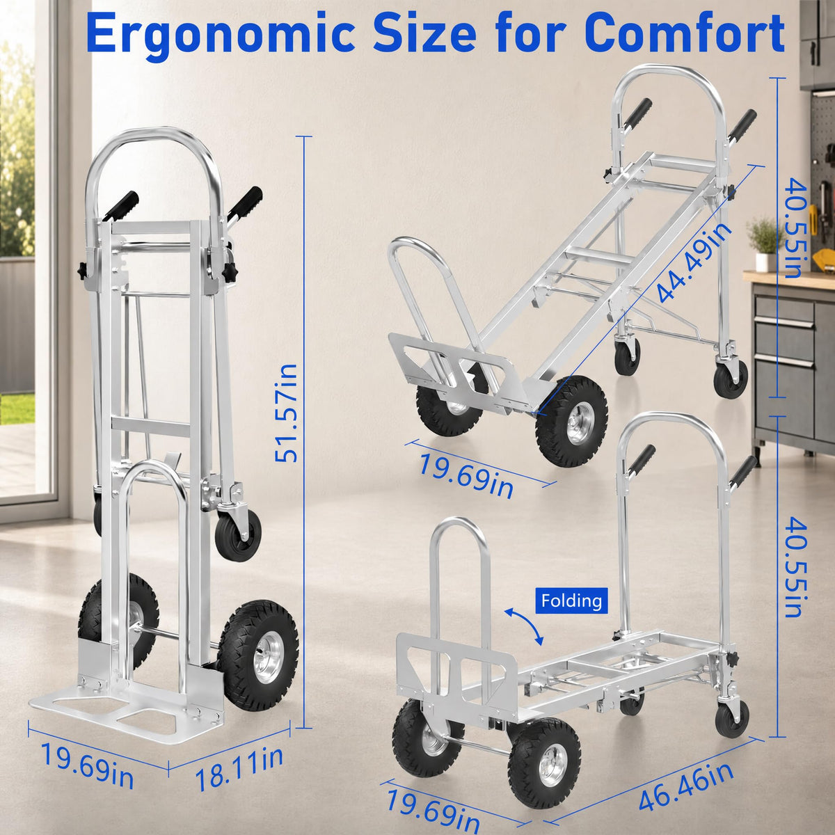 4 in 1 Stainless Steel Folding Hand Truck Dolly A74484