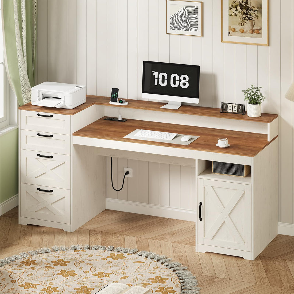 63" Computer Desk with 4 Drawers L660519