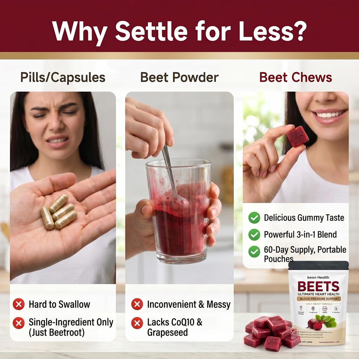 500mg Beetroot CoQ10 Grape Seed Extract Chews M2590